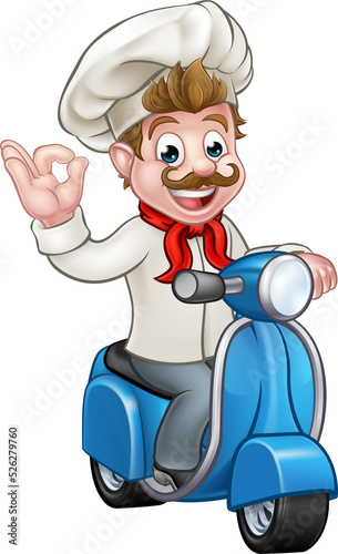 Cartoon Delivery Moped Scoo...