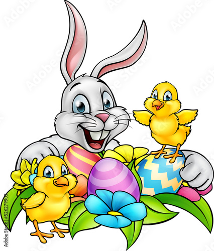 Easter Bunny Eggs and Chicks