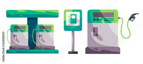 Gas station illustration fuel machine equipment petroleum pump