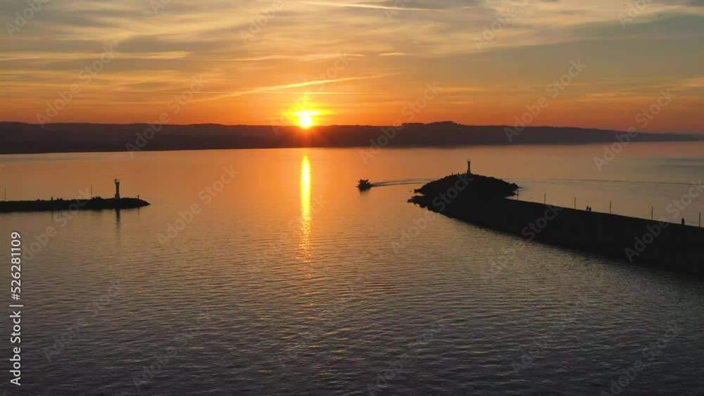 sunset İstanbul province Sile district fishermen return to the harbor sunset İstanbul province Sile district fishermen return to the harbor