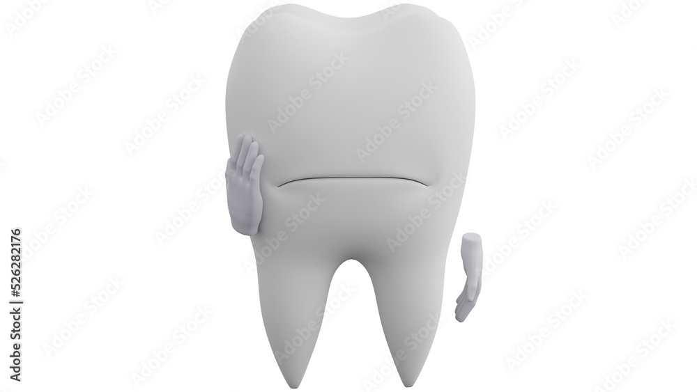 A 3D Illustration of A Cartoon Tooth Having A Toothache. The teeth function to mechanically break down items of food by cutting and crushing them in preparation for swallowing and digesting. A 3D Illustration of A Cartoon Tooth Having A Toothache. The teeth function to mechanically break down items of food by cutting and crushing them in preparation for swallowing and digesting.