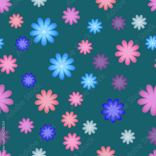 simple vector illustration abstract flowers pattern
