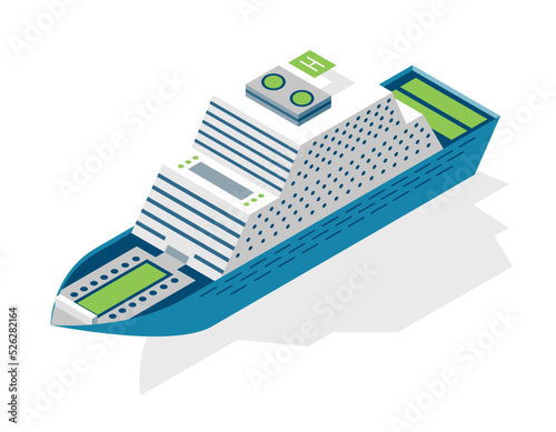 Isometric cruise ship. Passenger transportation by water. Vector isometric icon or infographic element. Ocean transport
