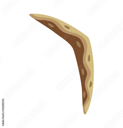 Ancient age stone tool for hunting or work. Cartoon boomerang, prehistoric caveman instrument. Vector illustration of primitive culture tool in flat style isolated on white background