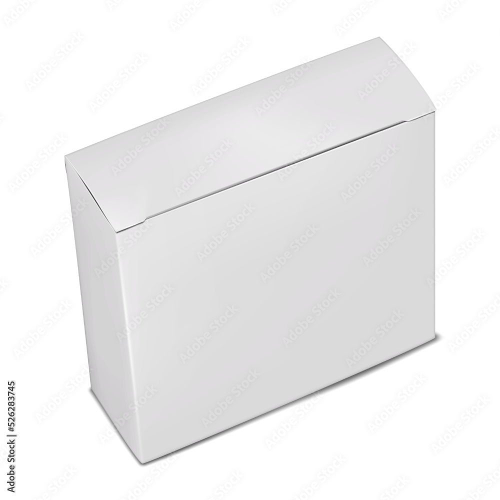 Blank white packing carton realistic vector mock-up. Paper cardboard box mockup. Template for design Blank white packing carton realistic vector mock-up. Paper cardboard box mockup. Template for design