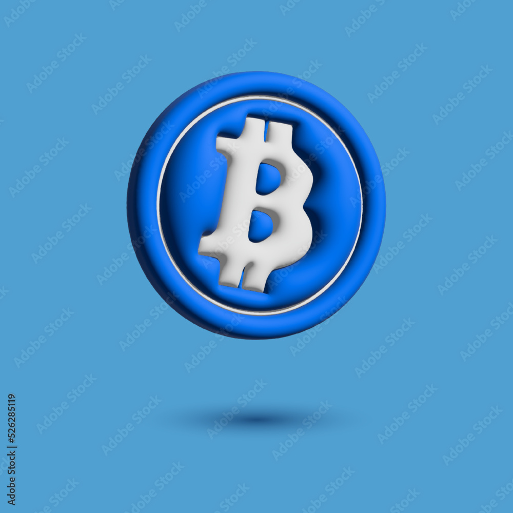 3d rendering blue bitcoin design 3d rendering blue bitcoin design