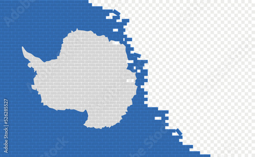 Antarctica flag on broken brick wall. Empty flag field of another country. Country comparison. Easy editing and vector in groups.