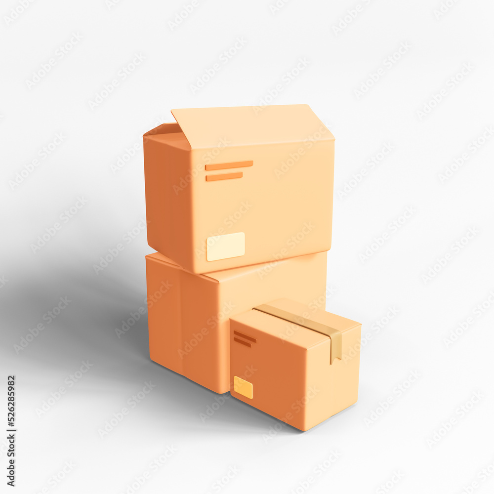 Cardboard box icon isolated 3d render illustration
