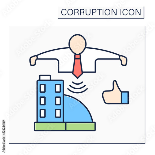 Lobbying color icon. Influence on governmental and state issues. High influence on legislative system. Control.Corruption concept. Isolated vector illustration 