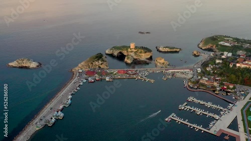 drone shooting sile castle and its surroundings, sile, istanbul, turkey