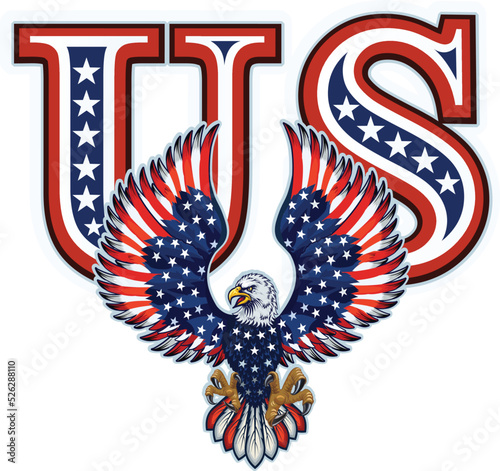 American Redoubtable  Eagle with USA flags