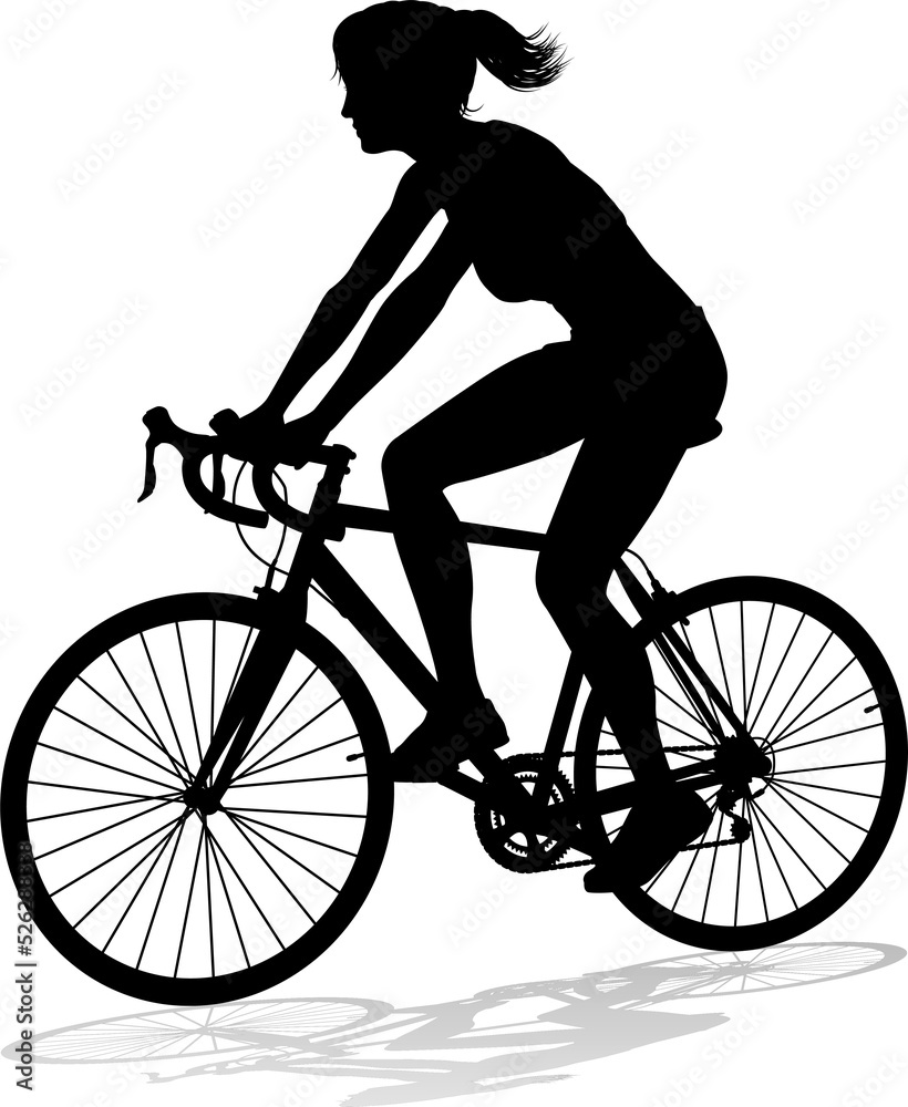 Naklejka premium Woman Bike Cyclist Riding Bicycle Silhouette