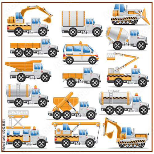 Construction machinery. Isolated on white background. Vector illustration.