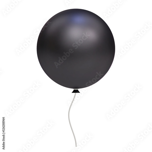 Big Black helium balloon on gender reveal party. 3D realistic decorative design element. Vector illustration