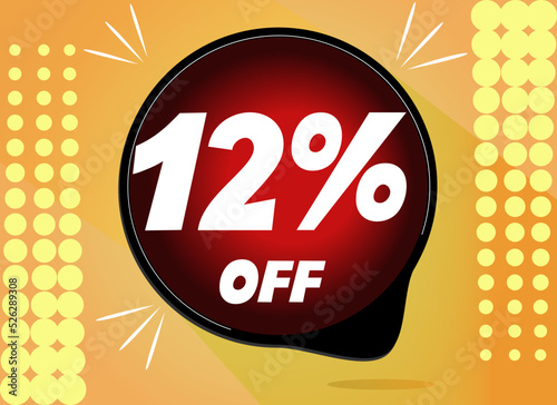 Sale tag 12%, twelve percent off, vector illustration