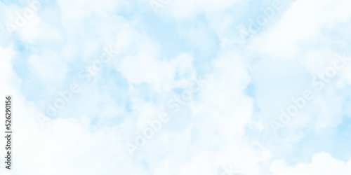 Blue sky background with clouds. Big fluffy Cumulus Clouds in sky, background, texture