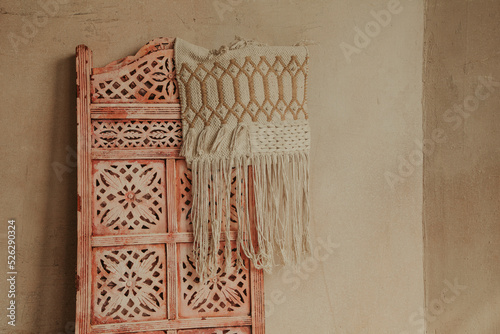 Gathered screen with oriental pattern photo