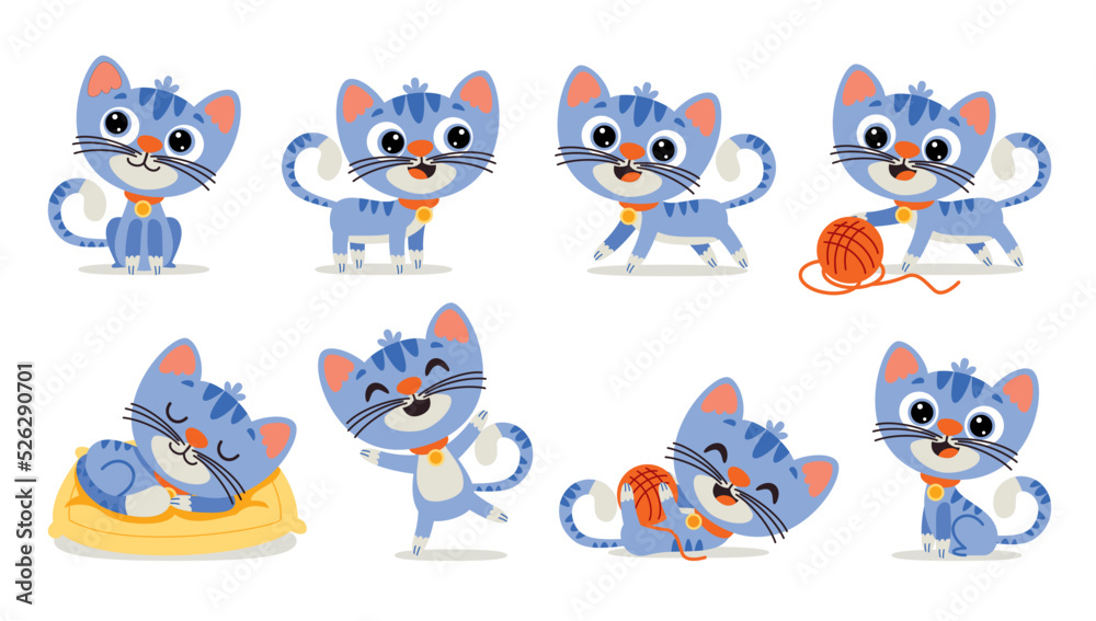 Set Of Cartoon Cat Poses Set Of Cartoon Cat Poses