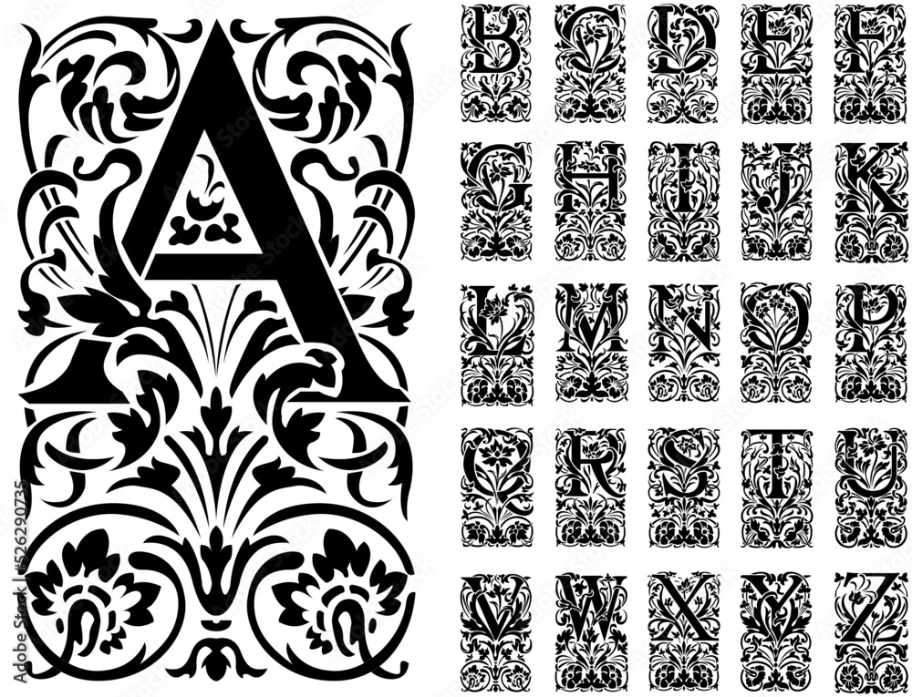 Vintage decorative alphabet .Luxury royal font design for card ...