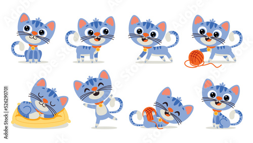 Set Of Cartoon Cat Poses