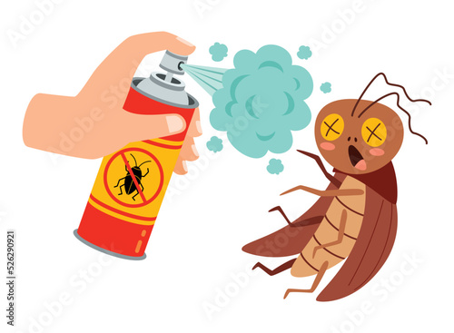 Bug Repellent Spray Can Spaying On Cockroack