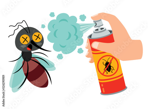 Bug Repellent Spray Can Spaying On Mosquito