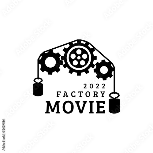 Gear, scales and camera reel For Cinema Movie Film Production Logo