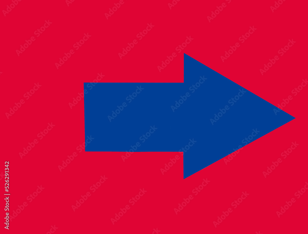 Blue arrow to the right on red background Blue arrow to the right on red background
