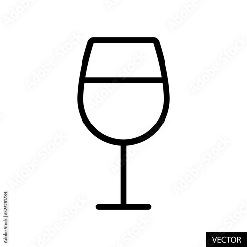 Wine drink glass vector icon in line style design for website design, app, UI, isolated on white background. Editable stroke. Vector illustration. © Siddhesh
