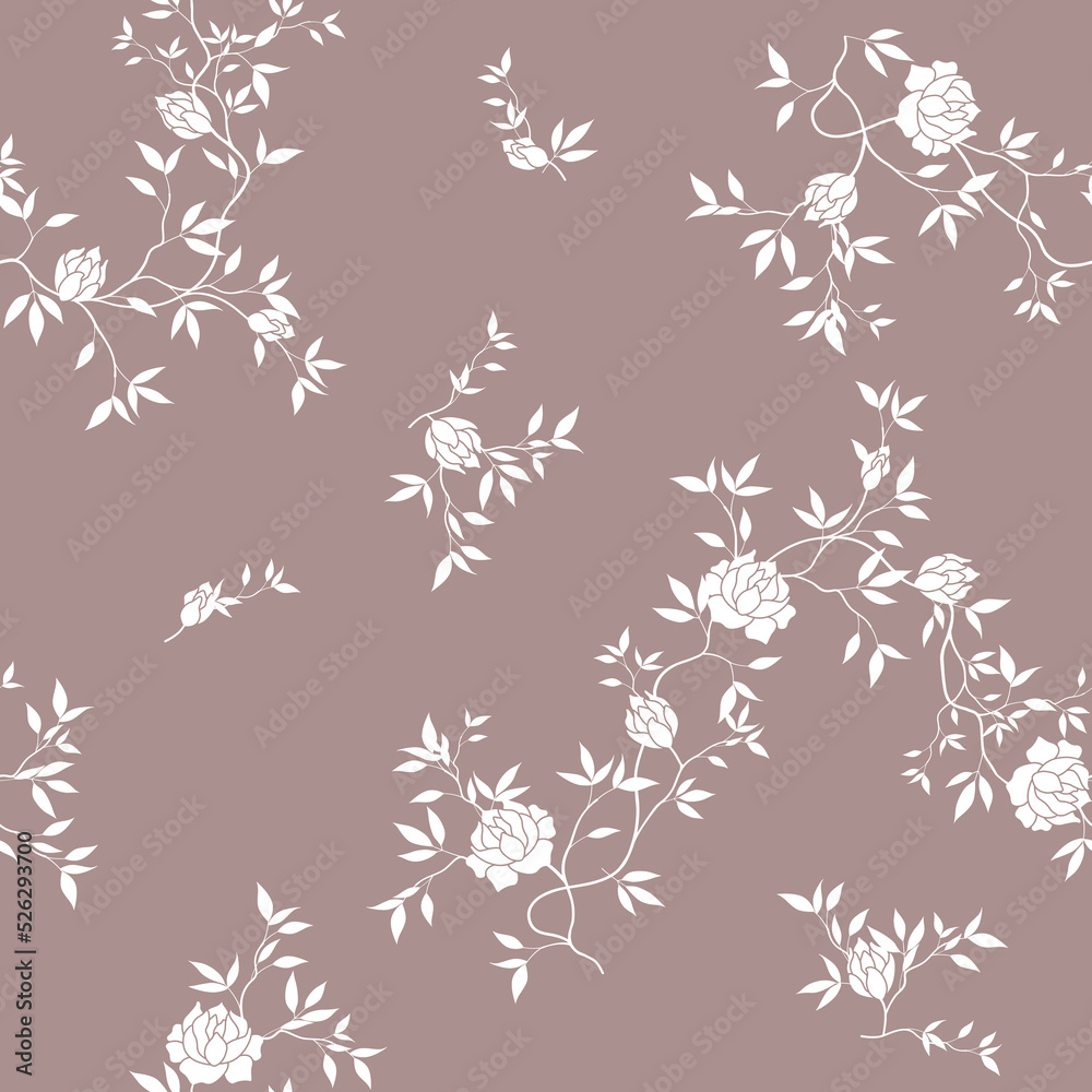 seamless pattern of flowers, branches and leaves seamless pattern of flowers, branches and leaves