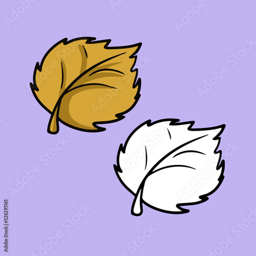 A set of pictures, Orange autumn linden leaf, leaf fall, vector cartoon