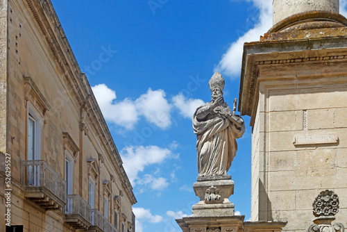 Maglie, Salento, detail of the baroque column of St. Mary of Grace, Apulia, italy