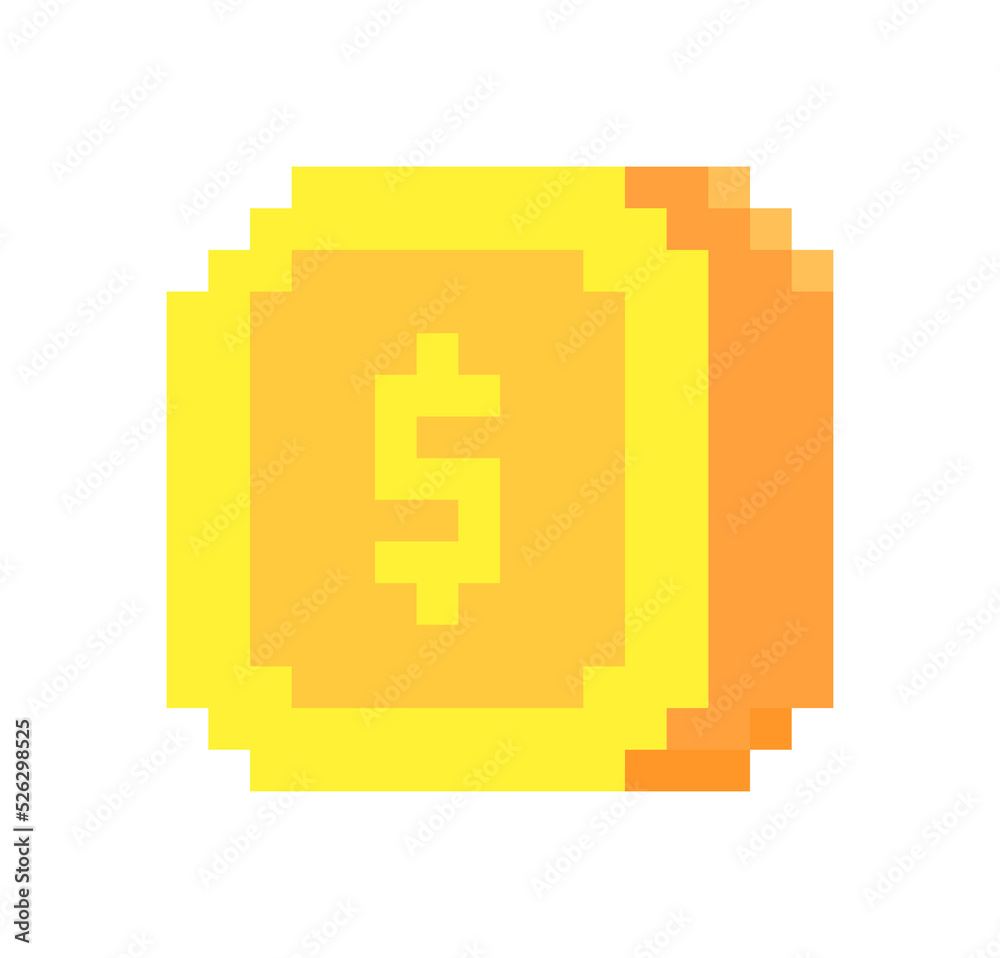 Coin pixel art illustration, suitable for icon, game asset, etc Coin pixel art illustration, suitable for icon, game asset, etc