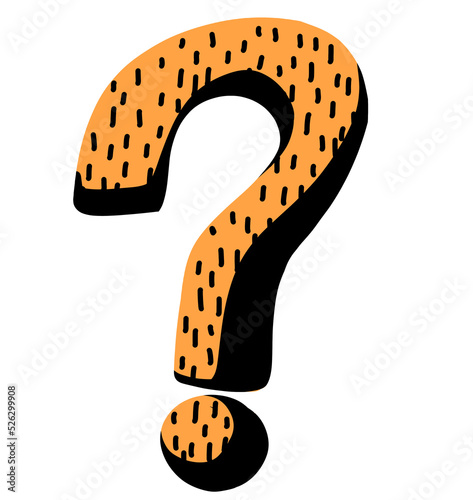 Question mark black orange halloween theme symbol icon hand drawn illustration