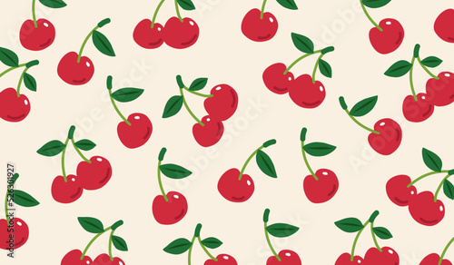 Cute cherry fruits pattern background vector design