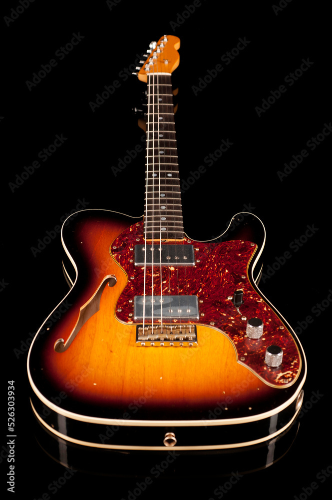 electric guitar, guitar deck, on a black background, custom