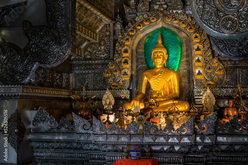 Golden Buddha Statue meditating At Sri Suphan Temple Chiang Mai Province, Thailand