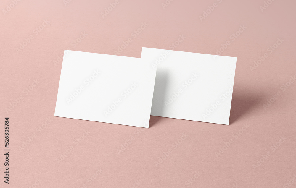 Postcard mockup blank paper double sided template on a color background. White empty card for design. Postcard mockup blank paper double sided template on a color background. White empty card for design.
