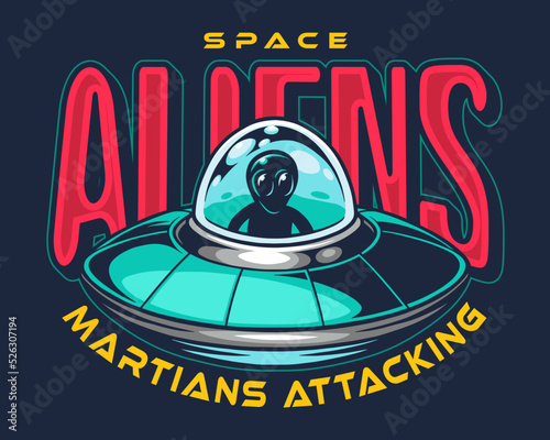 Space aliens flyer vintage colorful