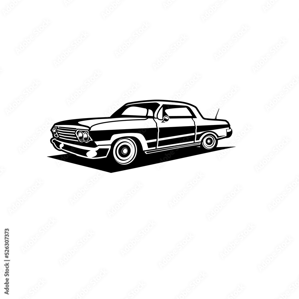vector black and white classic car ready to print.