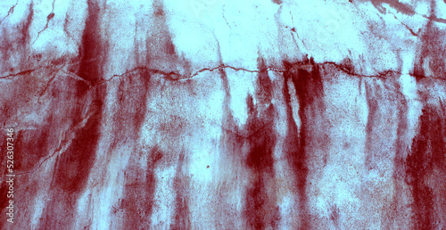 Cracked red background, spooky bloody wall background. white wall with blood splatter for horror and creepy background. © RUSWANTO