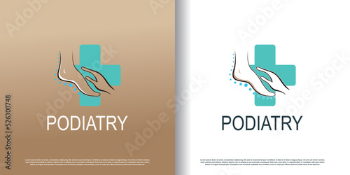 podiatry logo icon with creative concept design premium vector