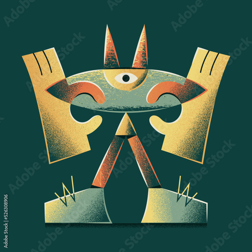 Tableau sur toile Vector illustration of a monster with horns