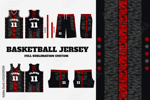Basketball jersey pattern design template. Abstract pattern background for basketball uniform, basketball sublimation, apparel, volley jersey, basketball, soccer, Fabric pattern, Sport background