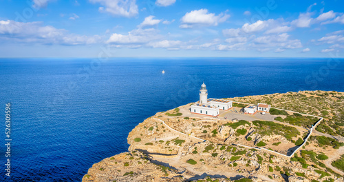Obraz na płótnie Landscape with aerial view at Far de Cavalleria, Menorca island, Spain w salonie