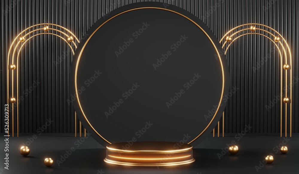 3D rendering of blank product background for cream cosmetics Modern black podium background 3D rendering of blank product background for cream cosmetics Modern black podium background