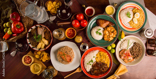 buffet table peru peruvian gourmet restaurant popular comfort food