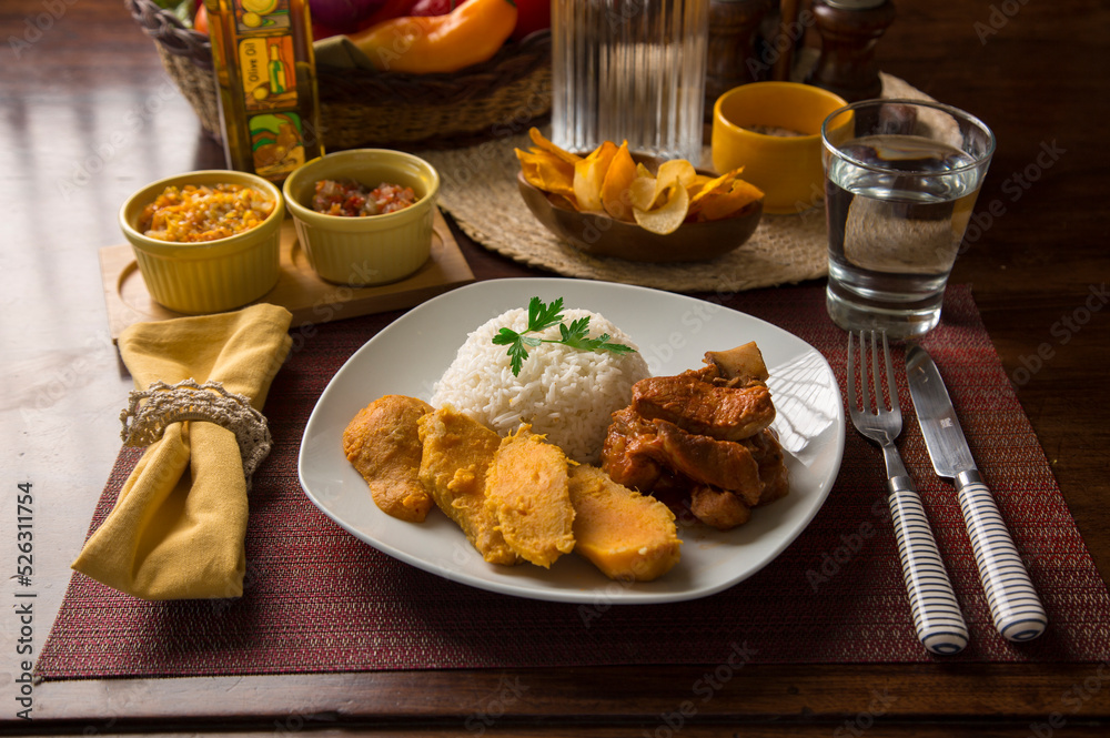 Pork chop with sweet potatoes peru peruvian gourmet restaurant popular comfort food