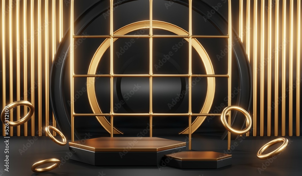 3D rendering of blank product background for cream cosmetics Modern black podium background 3D rendering of blank product background for cream cosmetics Modern black podium background