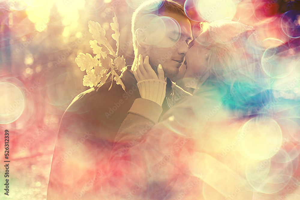 autumn landscape with people in the park / gerfrend and boyfriend hug in autumn park, fall view person autumn landscape with people in the park / gerfrend and boyfriend hug in autumn park, fall view person